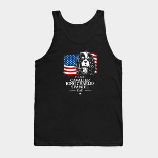 Proud Cavalier King Charles Spaniel Dad American Flag patriotic dog Tank Top